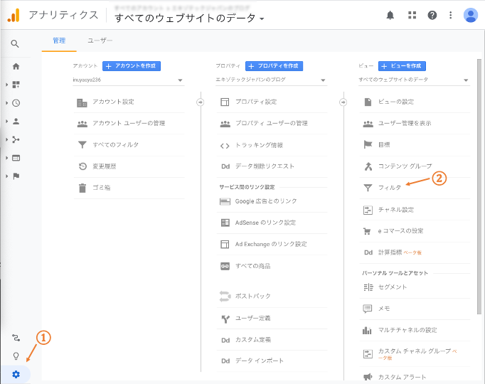 Googleアナリティクス 管理